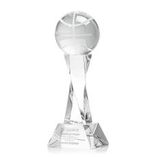 Employee Gifts - Basketball Clear on Langport Base Spheres Crystal Award