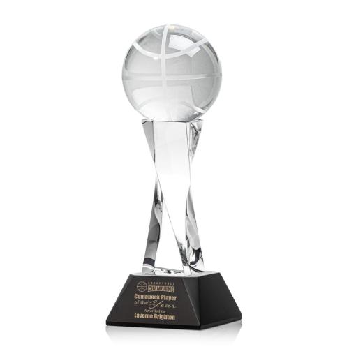 Corporate Awards - Basketball Black on Langport Base Spheres Crystal Award