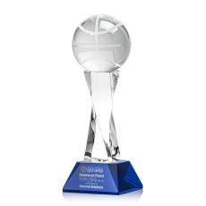 Employee Gifts - Basketball Blue on Langport Base Spheres Crystal Award