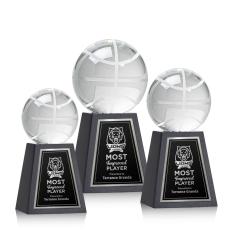Employee Gifts - Basketball Spheres on Tall Marble Base Crystal Award