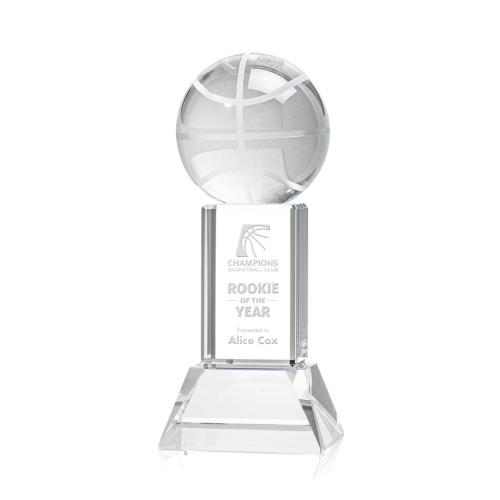 Corporate Awards - Basketball Clear on Stowe Base Spheres Crystal Award