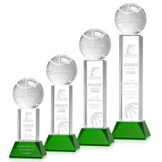 Employee Gifts - Basketball Green on Stowe Base Spheres Crystal Award