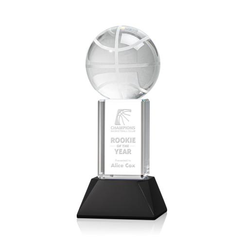Corporate Awards - Basketball Black on Stowe Base Spheres Crystal Award