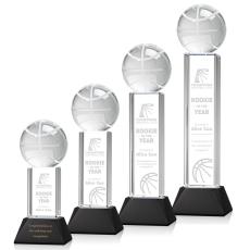 Employee Gifts - Basketball Black on Stowe Base Spheres Crystal Award