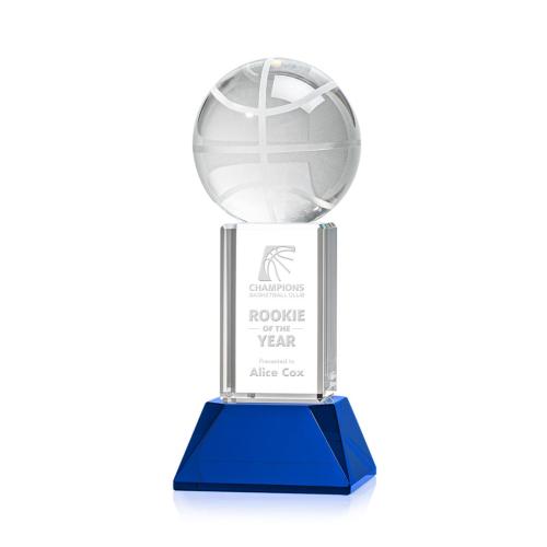 Corporate Awards - Basketball Blue on Stowe Base Spheres Crystal Award
