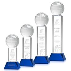 Employee Gifts - Basketball Blue on Stowe Base Spheres Crystal Award