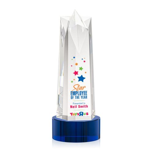 Corporate Awards - Ellesmere Full Color Blue on Marvel Obelisk Crystal Award