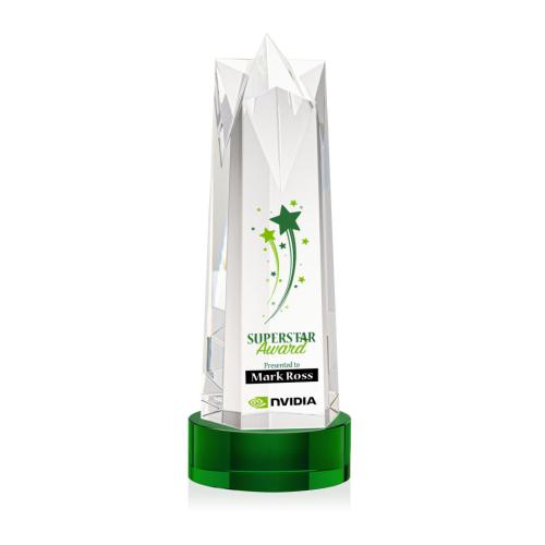 Corporate Awards - Ellesmere Full Color Green on Stanrich Obelisk Crystal Award