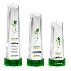 Employee Gifts - Ellesmere Full Color Green on Stanrich Obelisk Crystal Award