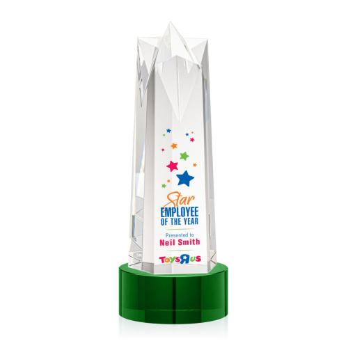Corporate Awards - Ellesmere Full Color Green on Marvel Obelisk Crystal Award