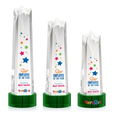 Employee Gifts - Ellesmere Full Color Green on Marvel Obelisk Crystal Award