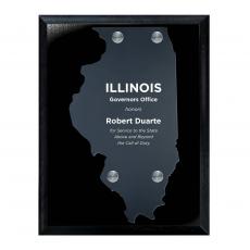 Employee Gifts - Frosted Acrylic Cutout Illinois Plaque