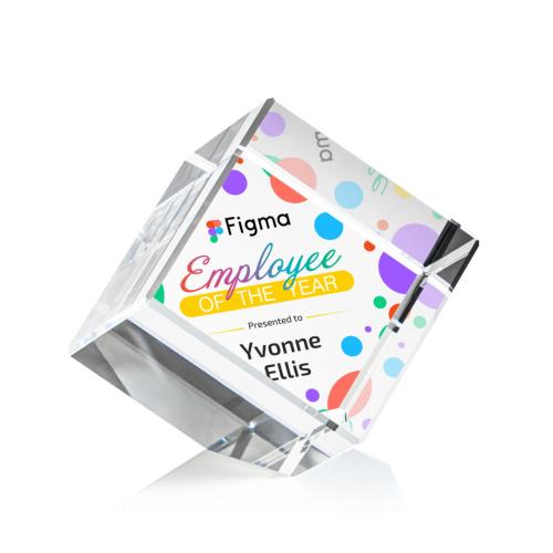 Corporate Awards - Burrill Corner Cube Full Color Crystal Award