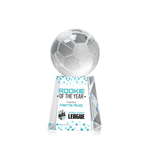 Corporate Awards - Soccer Ball Full Color Spheres on Celestina Crystal Award