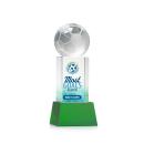 Soccer Ball Full Color Green on Belcroft Spheres Crystal Award
