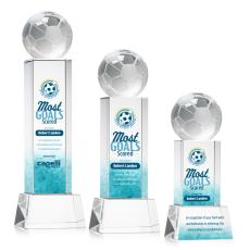 Employee Gifts - Soccer Ball Full Color Clear on Belcroft Spheres Crystal Award