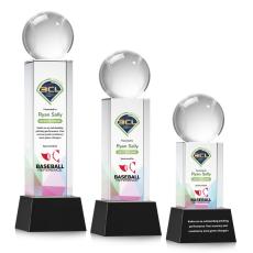 Employee Gifts - Baseball Full Color Black on Belcroft Spheres Crystal Award