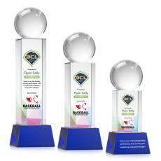 Employee Gifts - Baseball Full Color Blue on Belcroft Spheres Crystal Award
