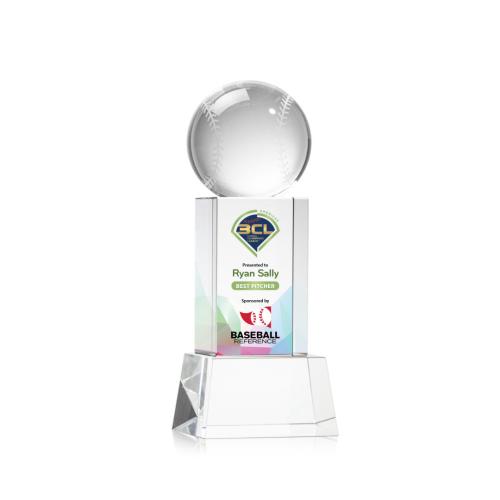 Corporate Awards - Baseball Full Color Clear  on Belcroft Spheres Crystal Award