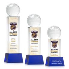 Employee Gifts - Basketball Full Color Blue on Belcroft Spheres Crystal Award