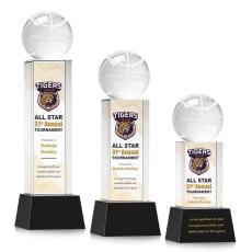 Employee Gifts - Basketball Full Color Black on Belcroft Spheres Crystal Award