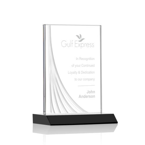 Corporate Awards - Crystal Awards - Leighton Liquid™  Black Rectangle Crystal Award