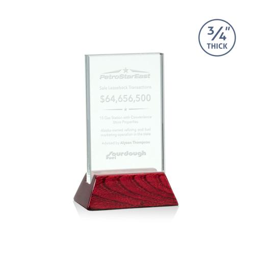 Corporate Awards - Walkerton Jade/Rosewood (Vert) Rectangle Glass Award