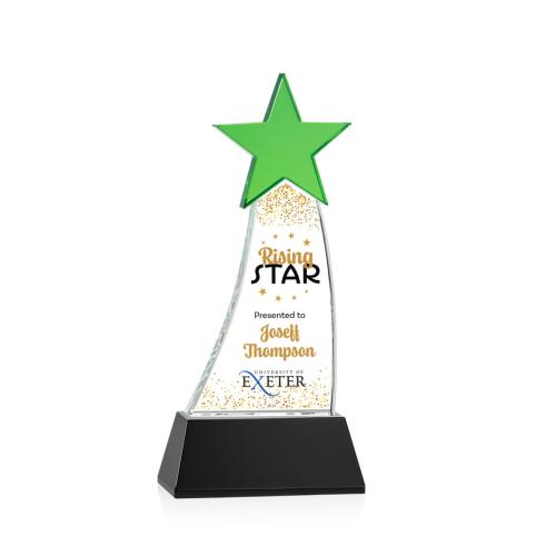 Corporate Awards - Manolita Full Color Green/Black Star Crystal Award