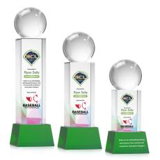 Employee Gifts - Baseball Full Color Green on Belcroft Spheres Crystal Award