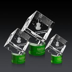 Employee Gifts - Burrill 3D Green on Marvel Base Crystal Award