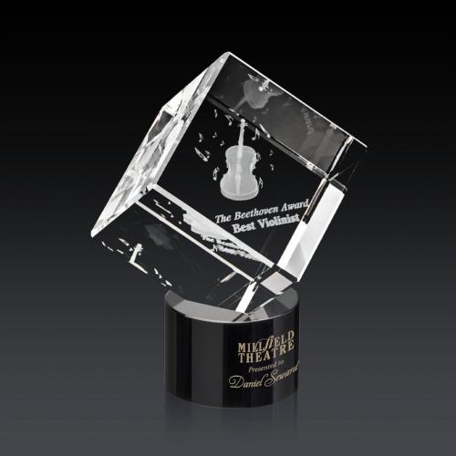 Corporate Awards - Burrill 3D Black on Marvel Base Crystal Award