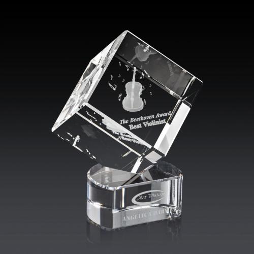 Corporate Awards - Burrill 3D Clear on Paragon Base Crystal Award