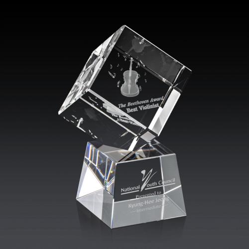 Corporate Awards - Burrill 3D Clear on Robson Base Crystal Award