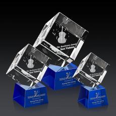 Employee Gifts - Burrill 3D Blue on Robson Base Crystal Award