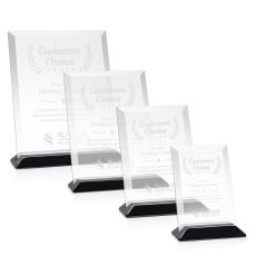 Employee Gifts - Embassy Starfire/Black (Vert) Rectangle Crystal Award