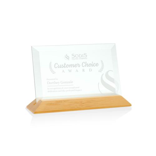 Corporate Awards - Glass Awards - Jade Glass Awards - Embassy Jade/Bamboo (Horiz) Rectangle Glass Award