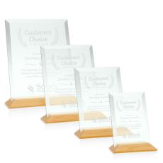 Employee Gifts - Embassy Jade/Bamboo (Vert) Rectangle Glass Award