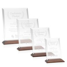 Employee Gifts - Embassy Starfire/Walnut (Vert) Rectangle Crystal Award