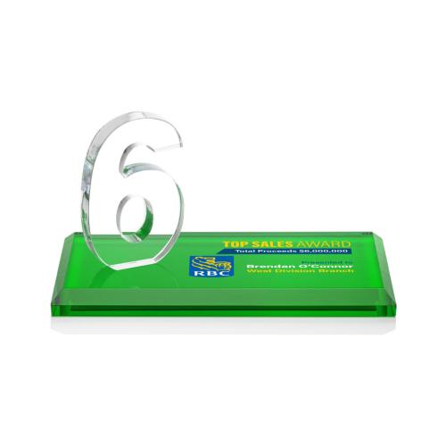 Corporate Awards - Northam Milestone Full Color Green Number Crystal Award