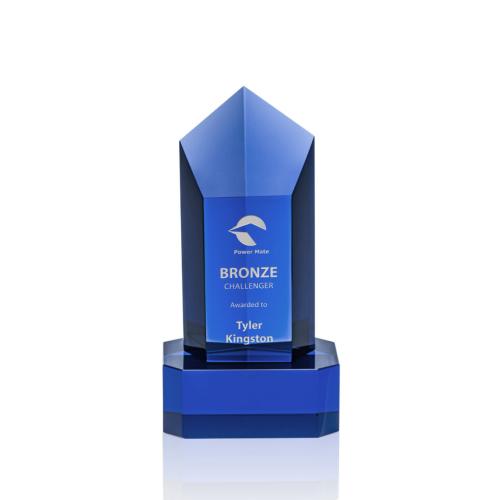 Corporate Awards - Jolanda Blue/Blue  on Base Obelisk Crystal Award