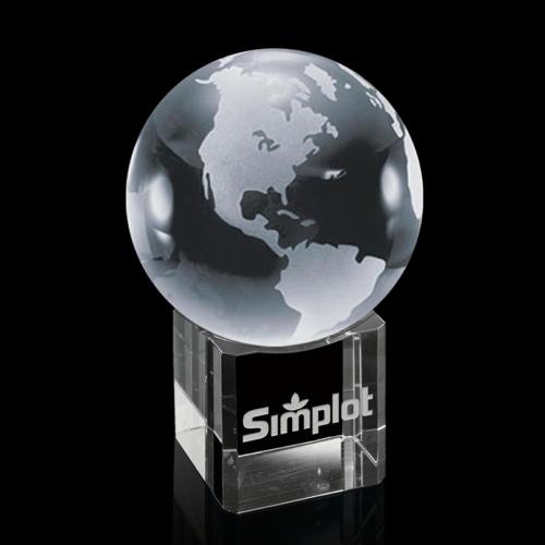 Corporate Awards - Globe On Cube Spheres Crystal Award