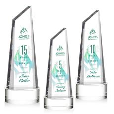 Employee Gifts - Akron Full Color Clear on Base Obelisk Crystal Award