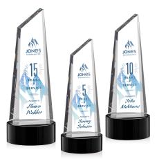 Employee Gifts - Akron Full Color Black on Base Obelisk Crystal Award