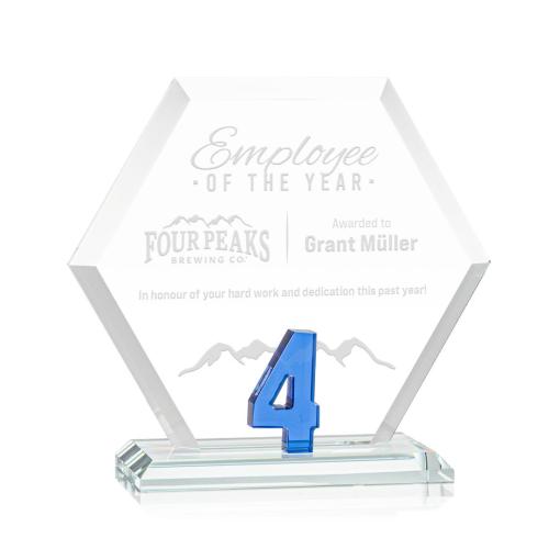 Corporate Awards - Riviera Milestone Blue Number Crystal Award
