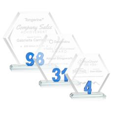 Employee Gifts - Riviera Milestone Blue Number Crystal Award