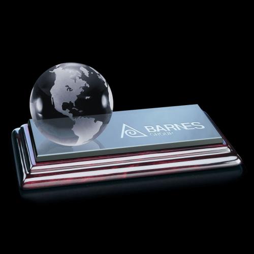 Corporate Awards - Crystal Awards - Crystal Paperweights - Globe on Sommerville Base