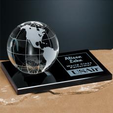 Employee Gifts - Galaxy Globe on Black Glass Base