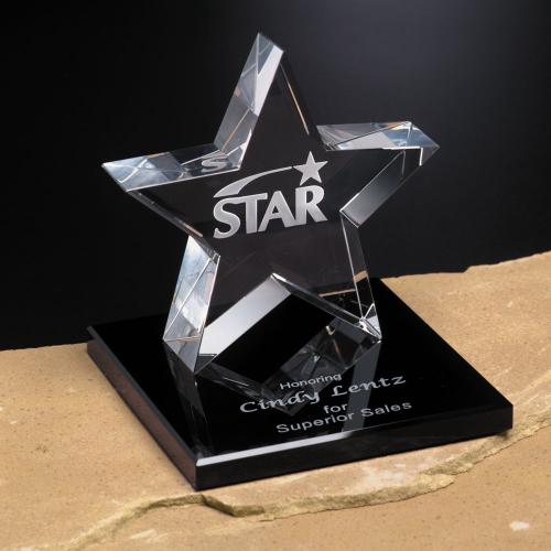 Corporate Awards - Crystal D Awards - Tapered Star on Base
