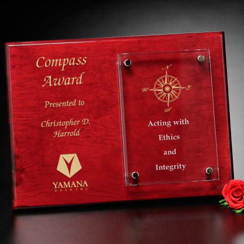 Corporate Awards - Crystal D Awards - Baja Rosewood Plaque