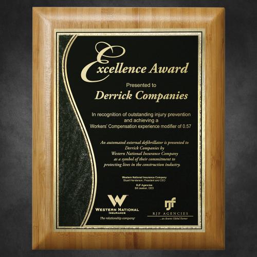 Corporate Awards - Crystal D Awards - Bamboo Plaqueith Lasered Plate
